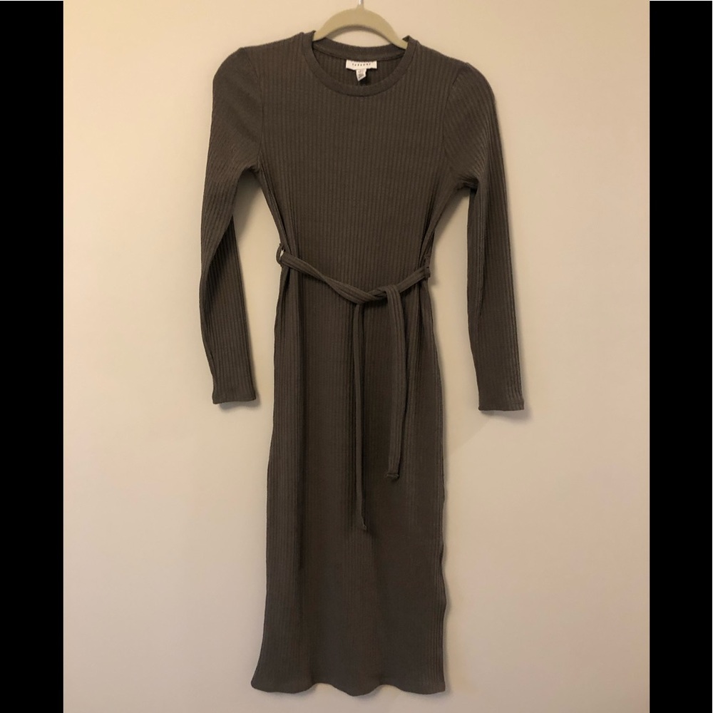 Grey/green midi bodycon dress